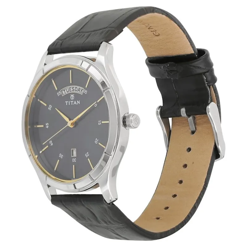 Titan Leather Strap Blue Dial Men's Watch | 1767SL03